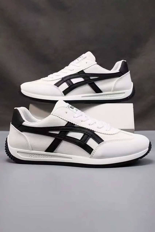 elo Men's Contrast Side Striped Sneakers White & Black