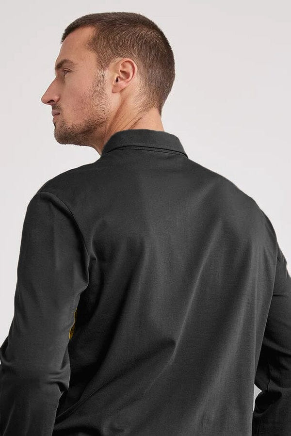 Elo Men's Contrast Style Long Sleeve Polo Shirt Maroon & Navy