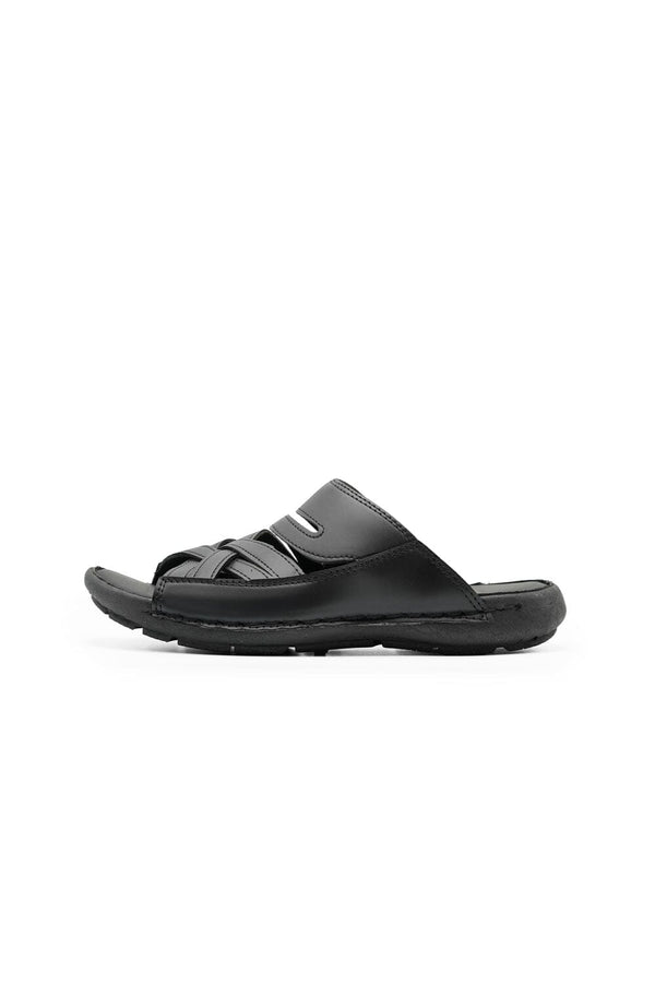 Elo Men's Cross Straps Cushioned Sole Chappal Black