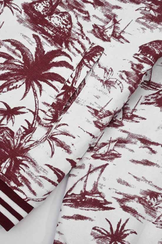 Elo Men's Cut Label Palm Tree Printed Bomber Jacket Brick Red