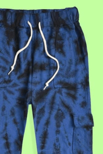 Elo Men's Cut Label Tie & Dye Style Terry Jogger Pants Blue