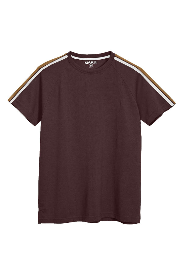 Elo Men's Double Striped Design Shoulder Raglan Sleeve Tee Shirt Navy