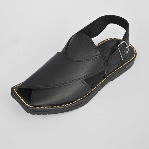 Elo Men's Hand Crafted Rocha Peshawari Chappal Black