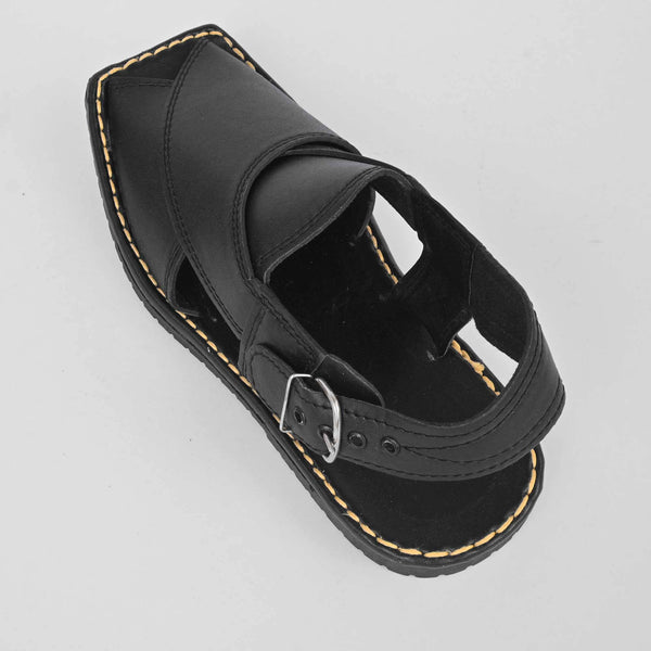 Elo Men's Hand Crafted Rocha Peshawari Chappal Black