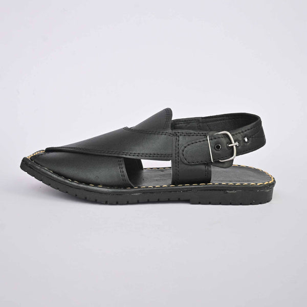 elo Men's Hand Crafted Rocha Peshawari Chappal Black