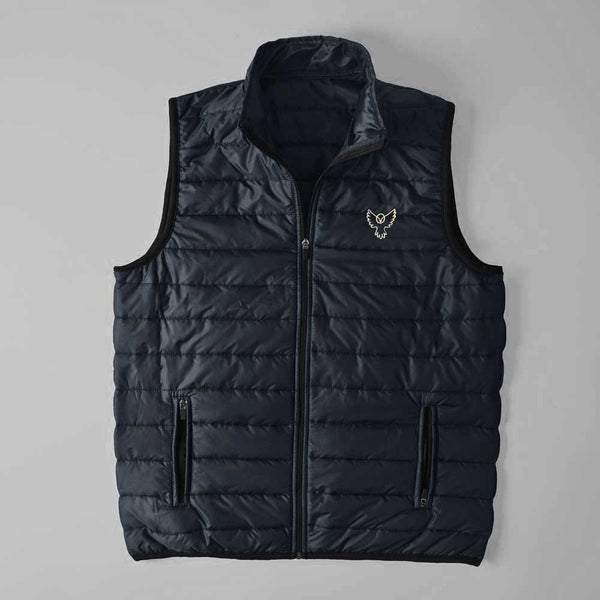 Elo Men's Hawk Embroidered Body Warmer Puffer Gilet Black