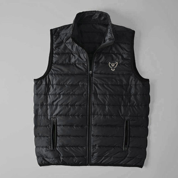 elo Men's Hawk Embroidered Body Warmer Puffer Gilet Black