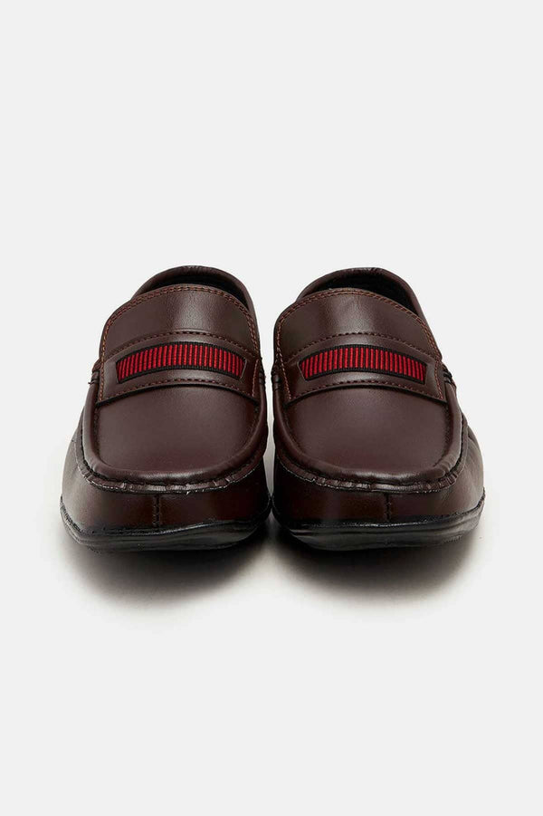 Elo Men's Kasserine PU Leather Formal Shoes With Stripes Chocolate