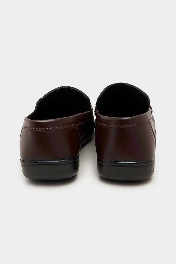Elo Men's Kasserine PU Leather Formal Shoes With Stripes Chocolate
