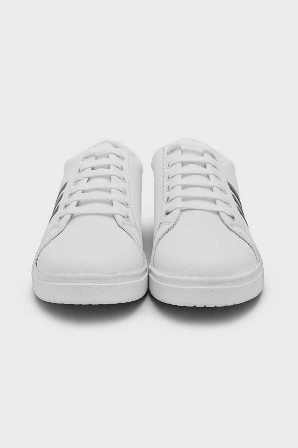 Elo Men's Khoms Lager Stripes Sneaker Shoes White & Black