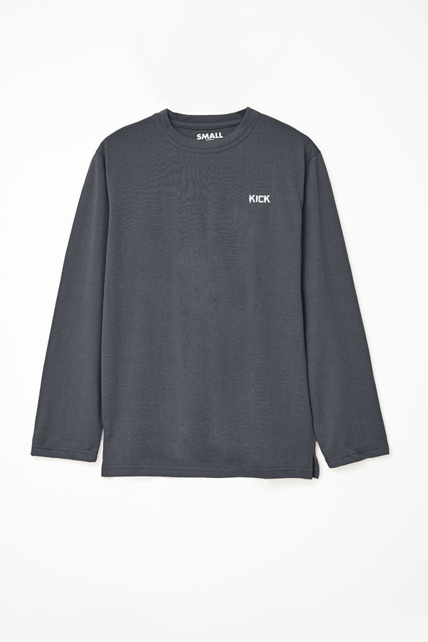 Elo Men's Kick Embroidered Crew Neck Long Sleeve Tee Shirt Royal