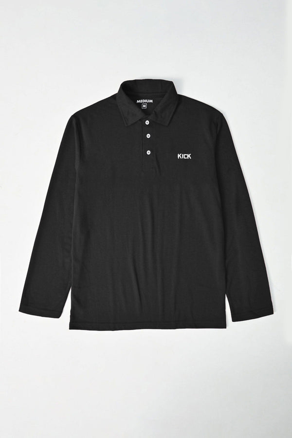 Elo Men's Kick Embroidered Long Sleeve Polo Shirt Bottle Green