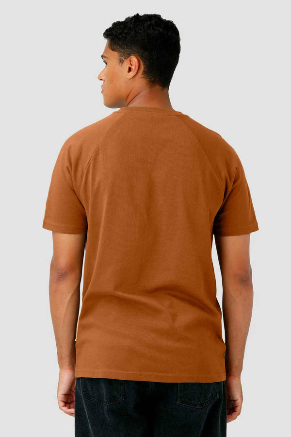 Elo Men's Logo Embroidered Raglan Sleeve Crew Neck Tee Shirt Chocolate