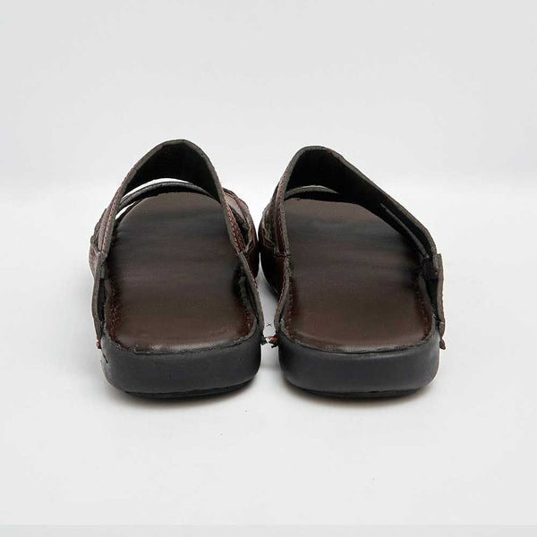Elo Men's Lorient Padded Sole PU Leather Chappal Black