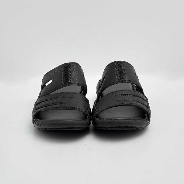 Elo Men's Lorient Padded Sole PU Leather Chappal Black