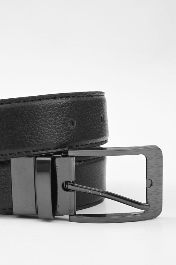 elo Men's Montpellier Buckle Design Double Sided Leather Belt Black & Chocolate