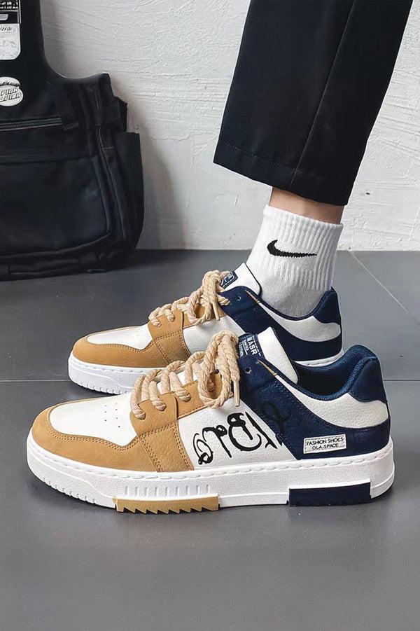 Elo Men's Portsmouth Premium Casual Sneakers White & Navy