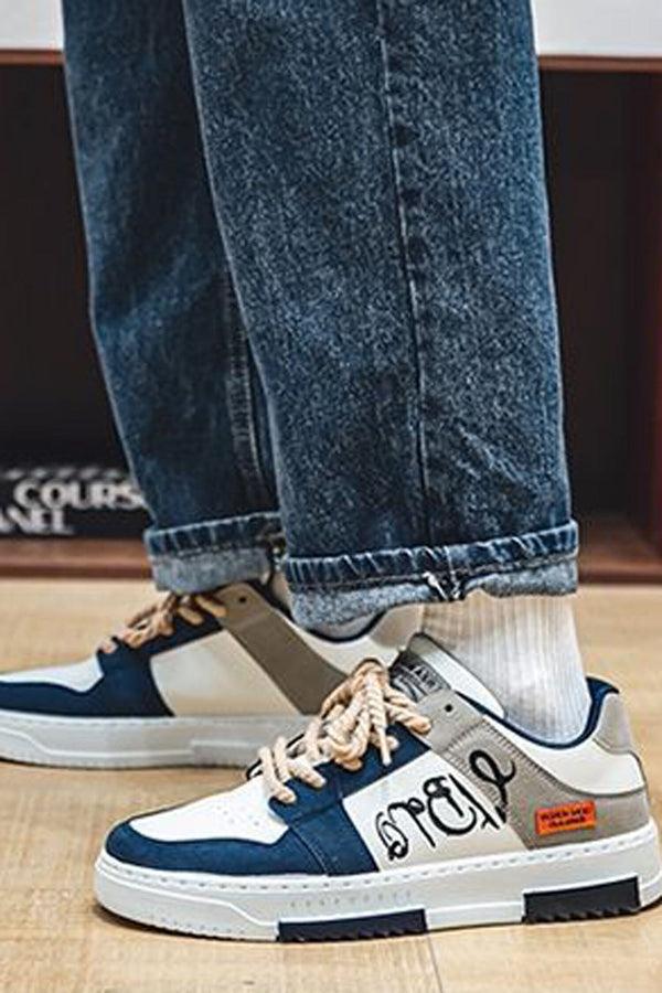 Elo Men's Portsmouth Premium Casual Sneakers White & Navy