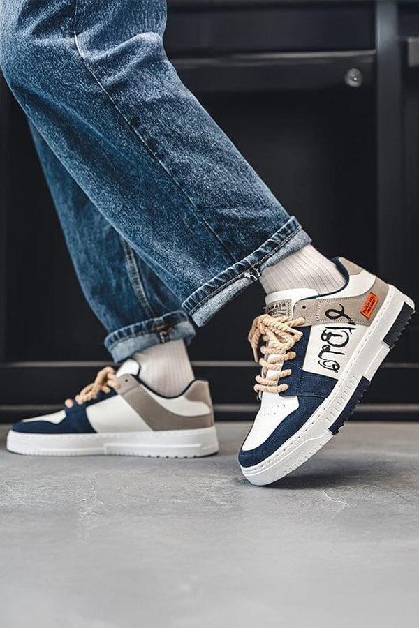 Elo Men's Portsmouth Premium Casual Sneakers White & Navy
