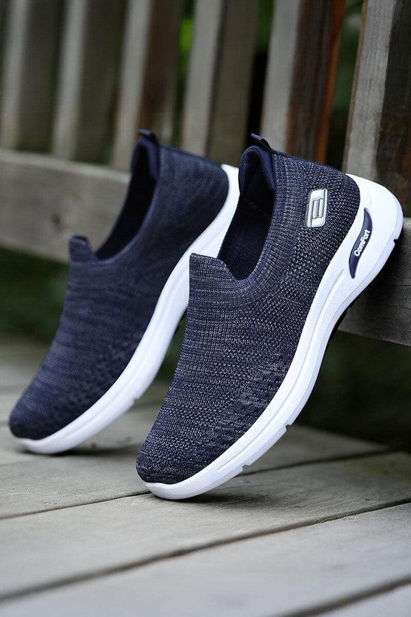 Elo Men's Premium Mesh Upper Slip-On Sneakers Black