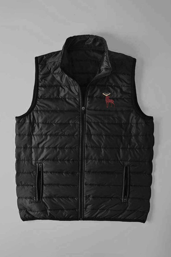 Elo Men's Premium Moose Embroidered Body Warmer Puffer Gilet Black