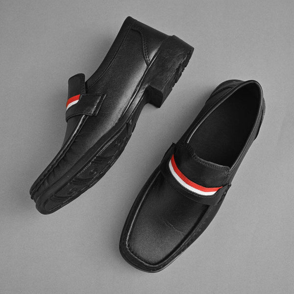 Elo Men's Premium Trieste Stripes Style Formal Shoes Black