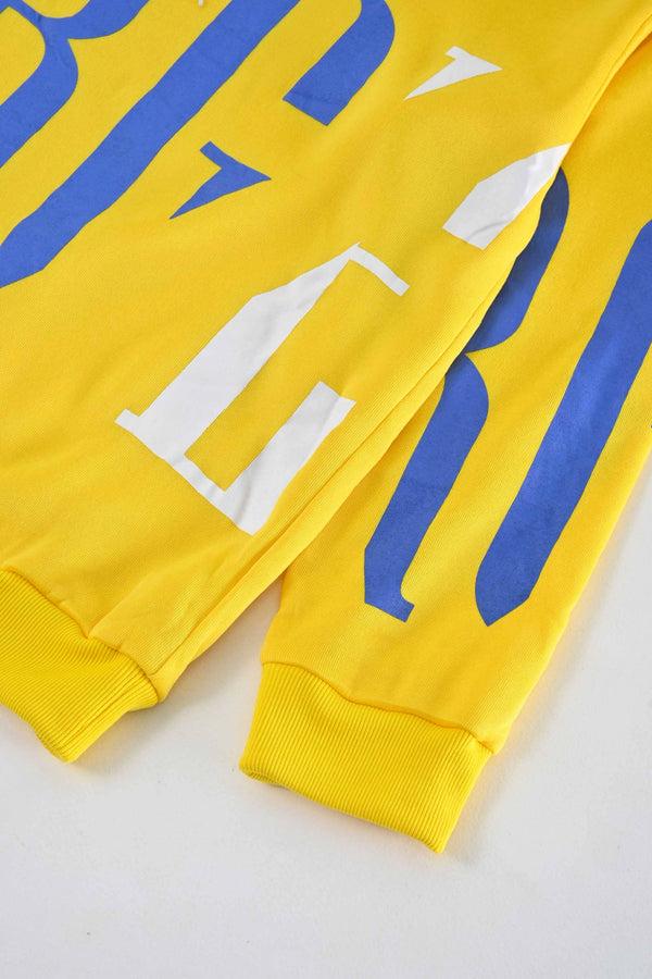 Elo Men's Printed Design Fleece Tracksuit Black & Yellow