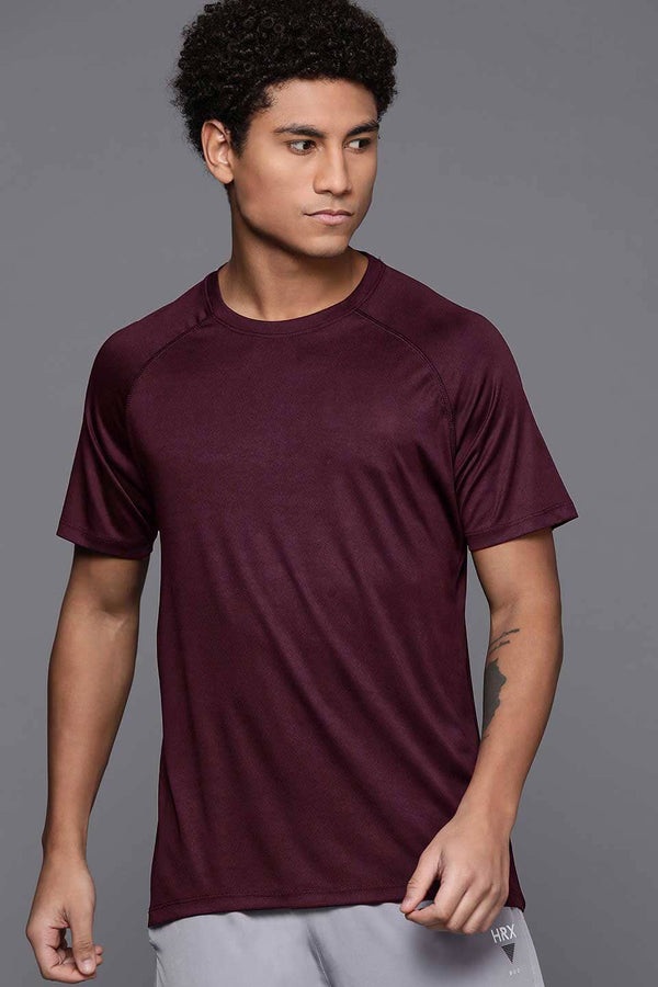 Elo Men's Raglan Sleeve Crew Neck Tee Shirt Burgundy