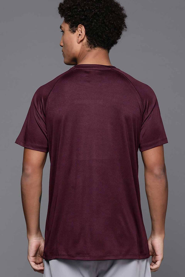 Elo Men's Raglan Sleeve Crew Neck Tee Shirt Burgundy