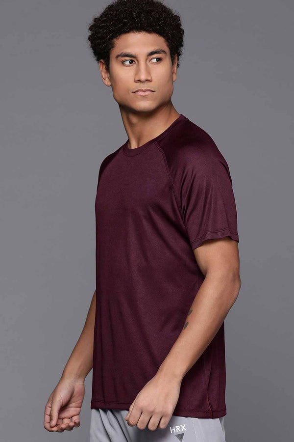 Elo Men's Raglan Sleeve Crew Neck Tee Shirt Burgundy