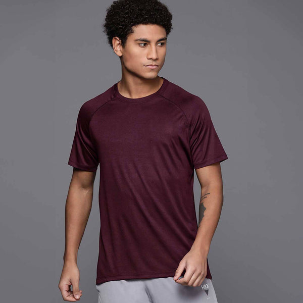 elo Men's Raglan Sleeve Crew Neck Tee Shirt Burgundy