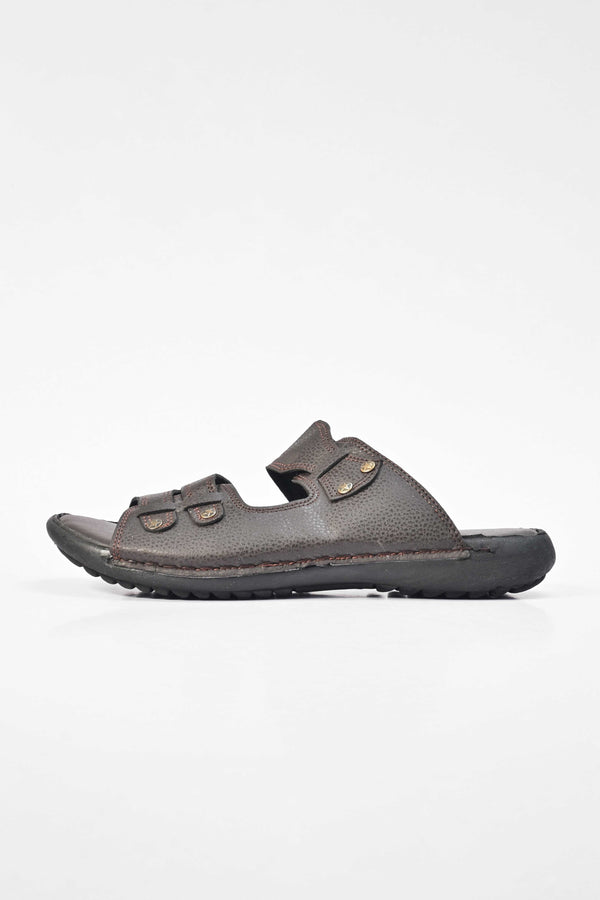Elo Men's Ripon Padded Sole PU Leather Chappal Black