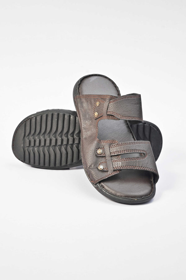 Elo Men's Ripon Padded Sole PU Leather Chappal Black