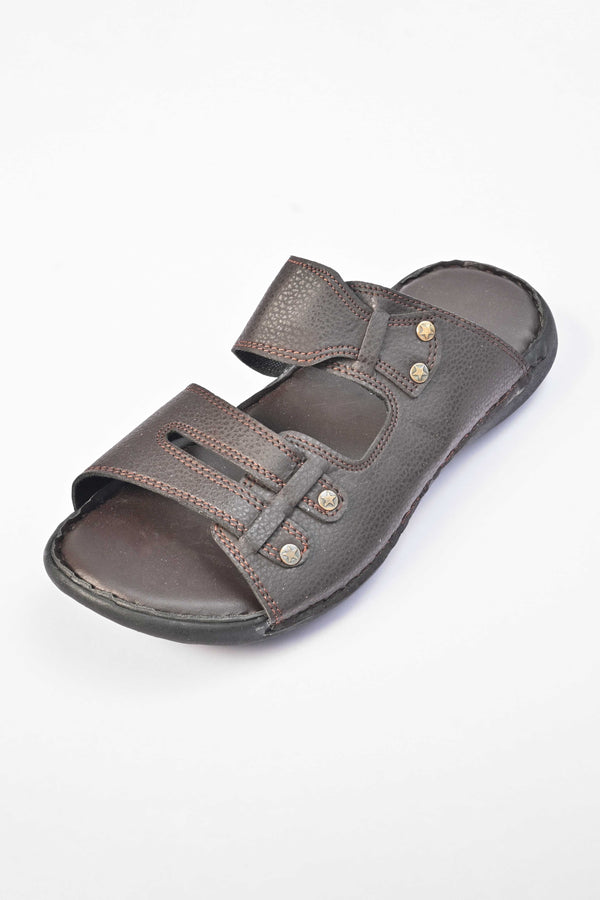 Elo Men's Ripon Padded Sole PU Leather Chappal Black