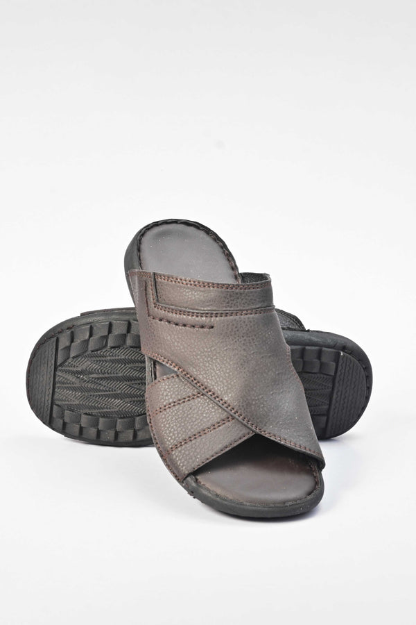 Elo Men's Sheffield Padded Sole PU Leather Chappal Brown