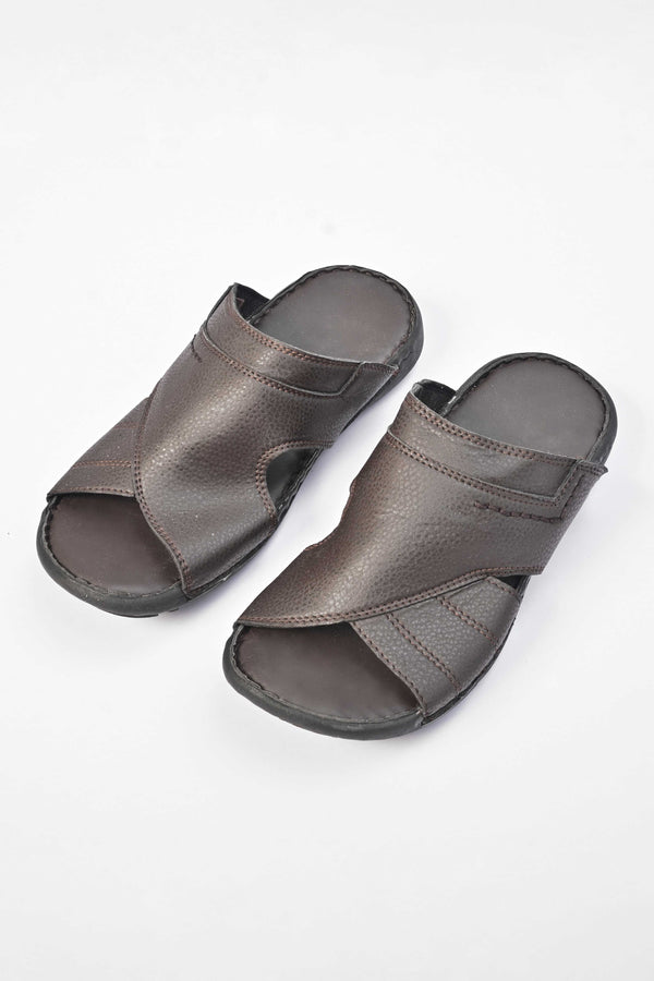 elo Men's Sheffield Padded Sole PU Leather Chappal Brown
