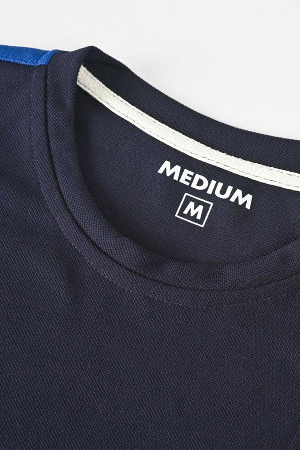 Elo Men's Shoulder Stripes Style Crew Neck Tee Shirt Mustard & Brown