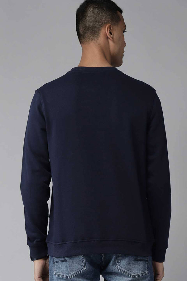 Elo Men's Solid Design Classic Fleece Sweat Shirt Navy