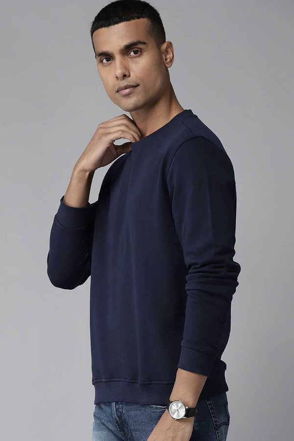 Elo Men's Solid Design Classic Fleece Sweat Shirt Navy