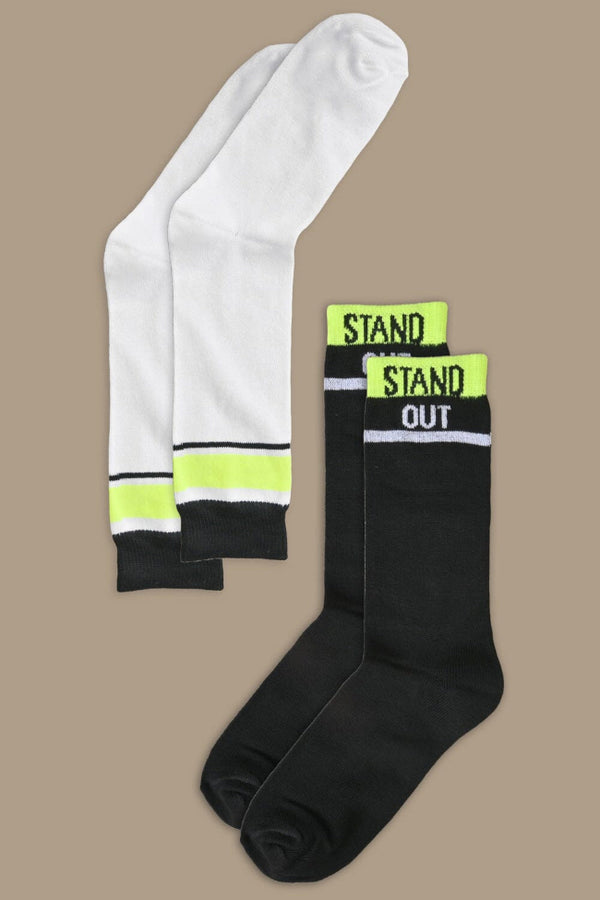 Elo Men's Stand Out Embroidered Crew Socks - Pack Of 2 Pairs