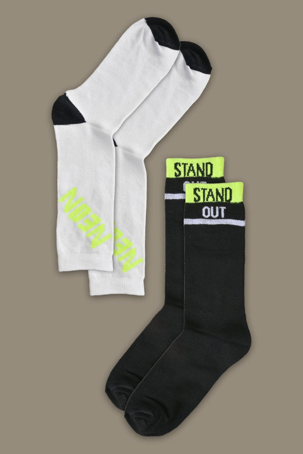 elo Men's Stand Out Embroidered Crew Socks - Pack Of 2 Pairs