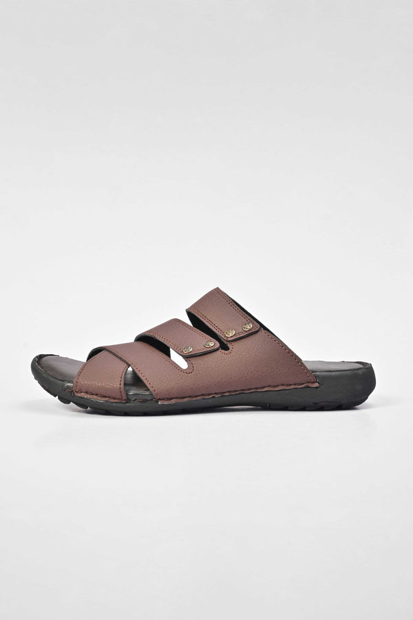Elo Men's Strap Style Padded Sole PU Leather Chappal Black