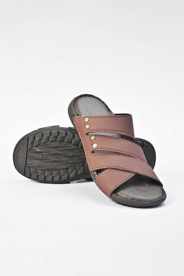Elo Men's Strap Style Padded Sole PU Leather Chappal Black