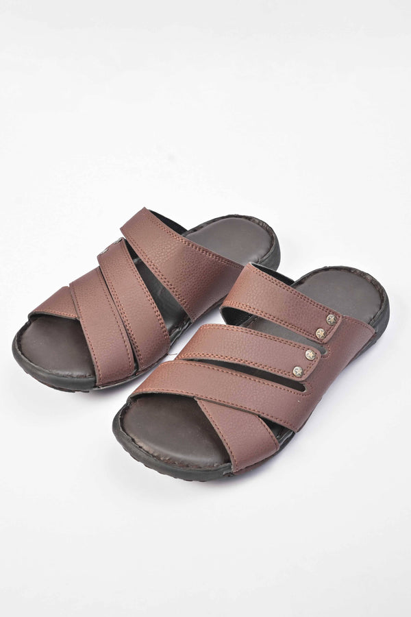 Elo Men's Strap Style Padded Sole PU Leather Chappal Black
