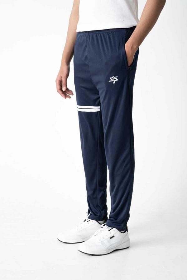 elo Men's Striped Logo Embroidered Activewear Trousers Navy