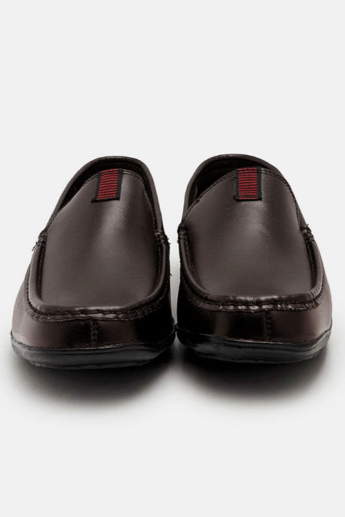 elo Men's Suez PU Leather Formal Red Stripes Shoes Chocolate