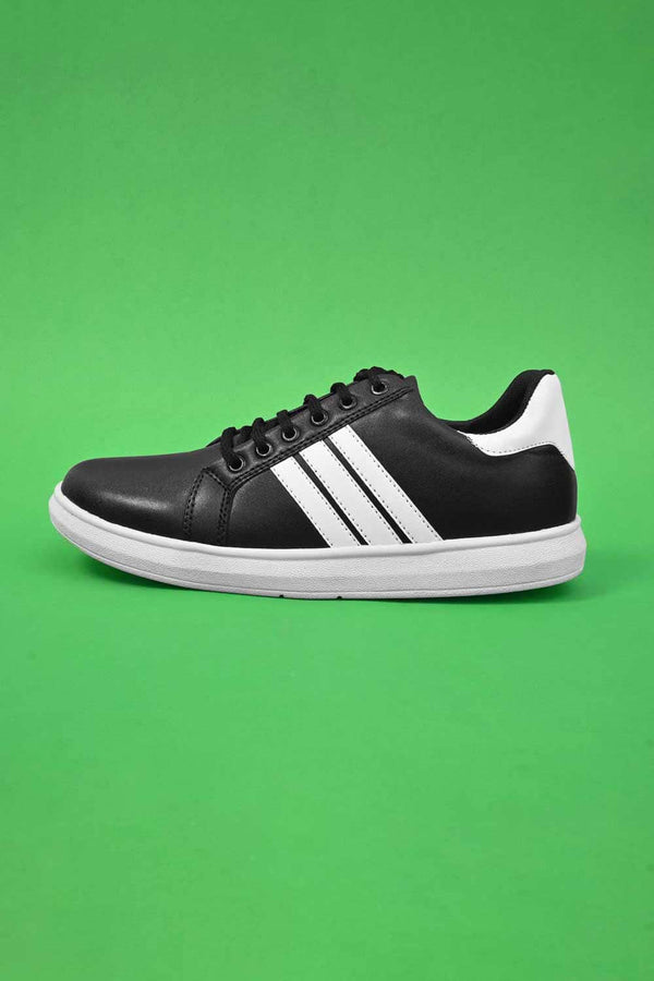 Elo Men's Syracuse Premium Faux Leather Lace Up Sneaker Shoes Black & White