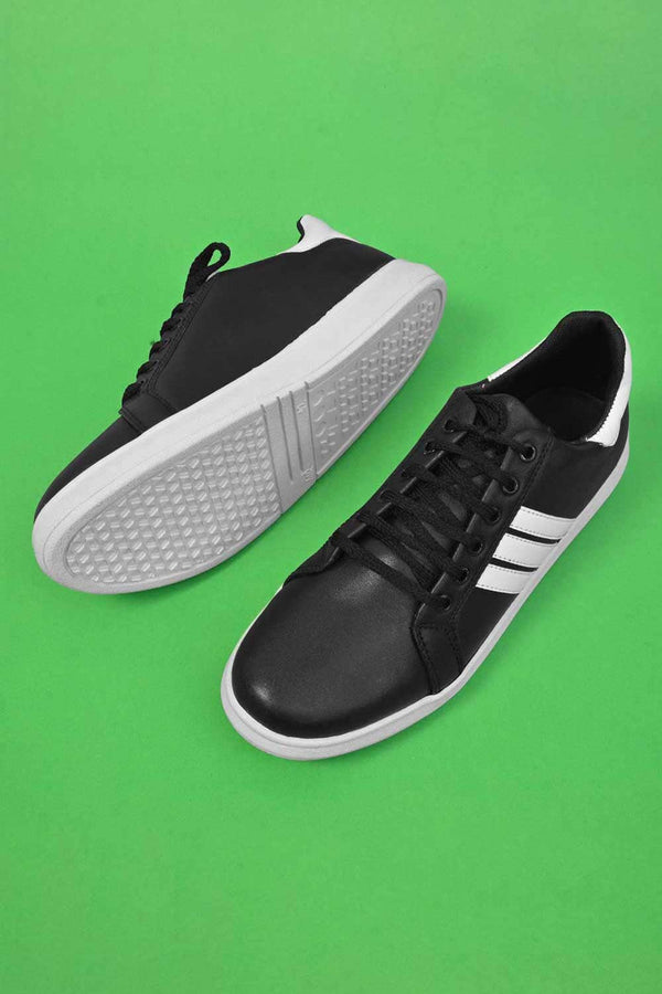 Elo Men's Syracuse Premium Faux Leather Lace Up Sneaker Shoes Black & White