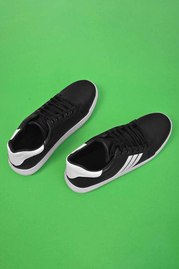 Elo Men's Syracuse Premium Faux Leather Lace Up Sneaker Shoes Black & White