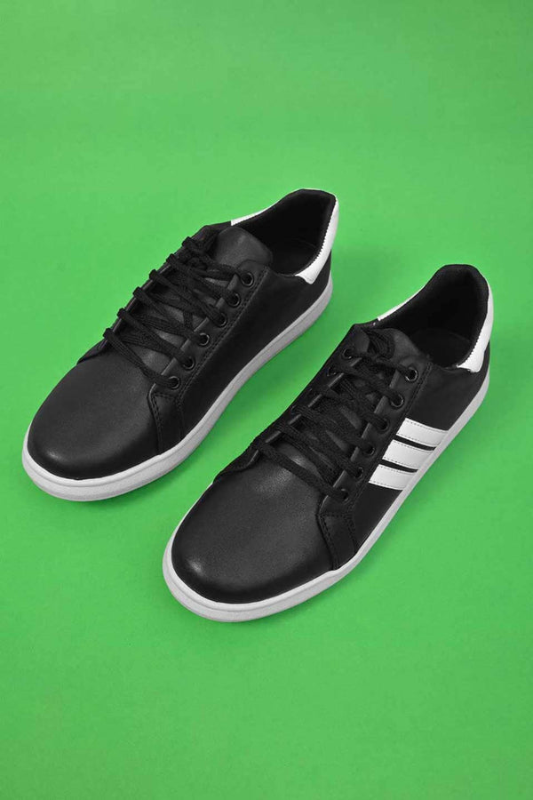 elo Men's Syracuse Premium Faux Leather Lace Up Sneaker Shoes Black & White